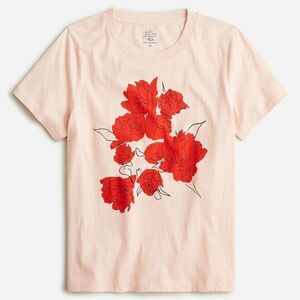 J.Crew Pink Red Rose Bouquet Graphic Tee Sz S